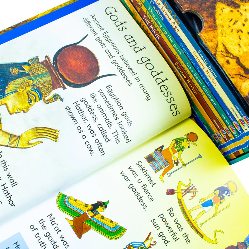 Back cover view of the Usborne Beginners History 10 Books Collection Set box