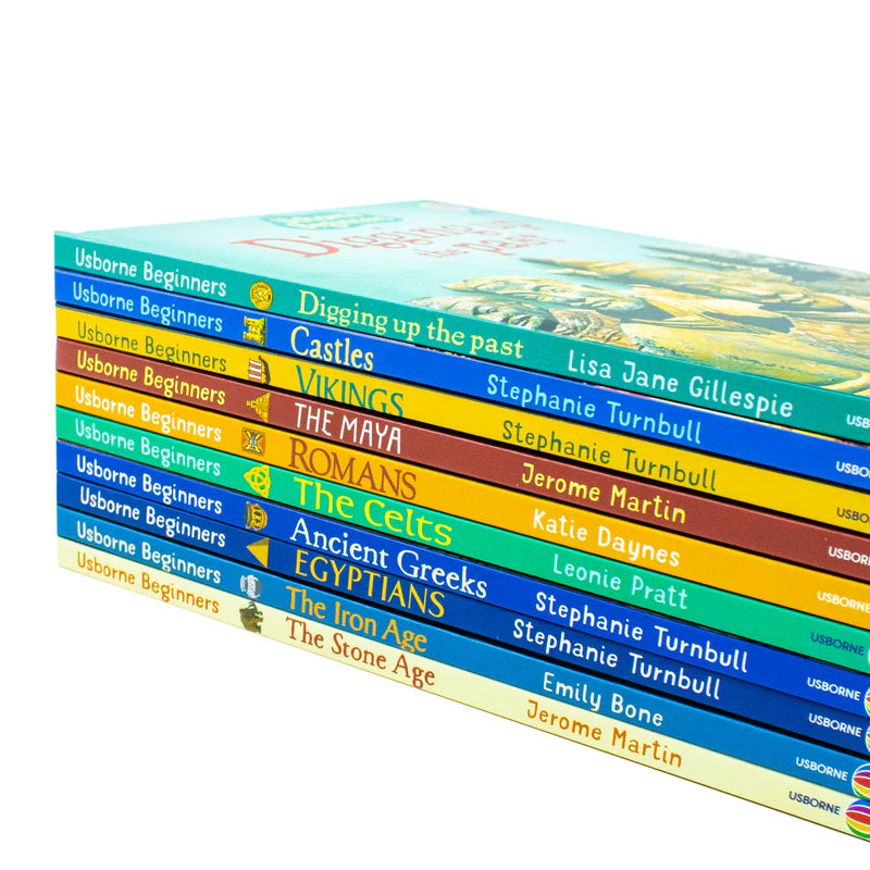 Castles and Digging Up the Past hardback covers from the Usborne Beginners History set