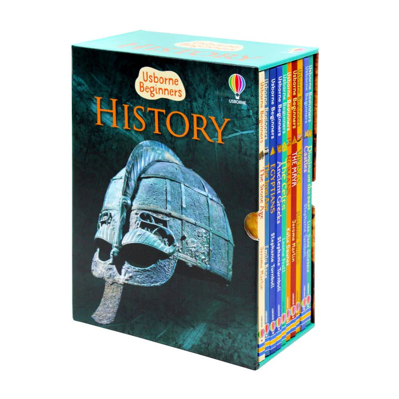 Usborne Beginners History 10 Books Collection Set hardback box front, ages 4-7
