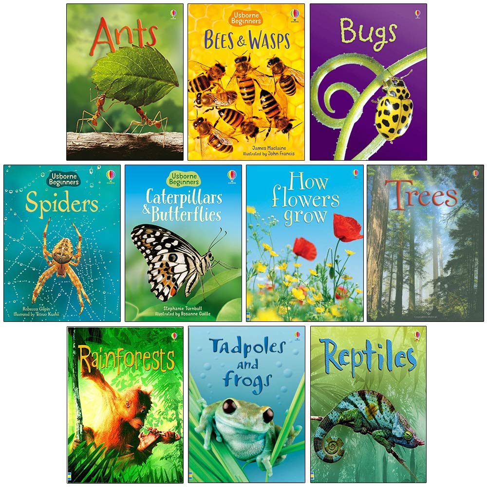 Usborne Beginners Nature 10 Books Collection Set - full set of paperback covers fanned out showing all ten nature titles