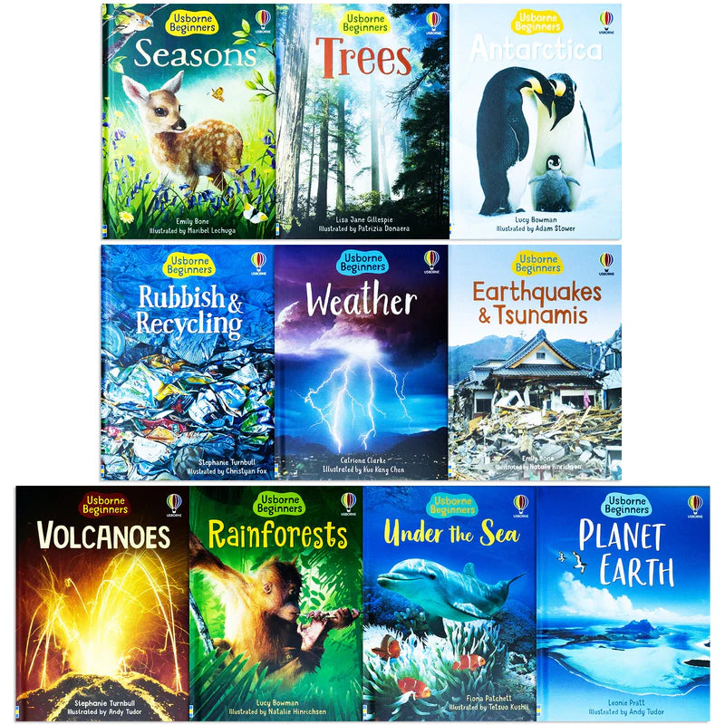 Back cover view of the Usborne Beginners Our World hardback collection with age range and series details visible