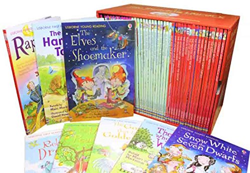 Close-up of Usborne My Second Reading Library paperback books stacked, displaying colorful illustrated covers for early level 3 and 4 readers.