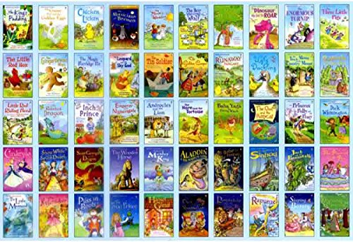 Selection of Usborne My Second Reading Library paperback books spread out, highlighting fairy tale and fable titles for young readers.