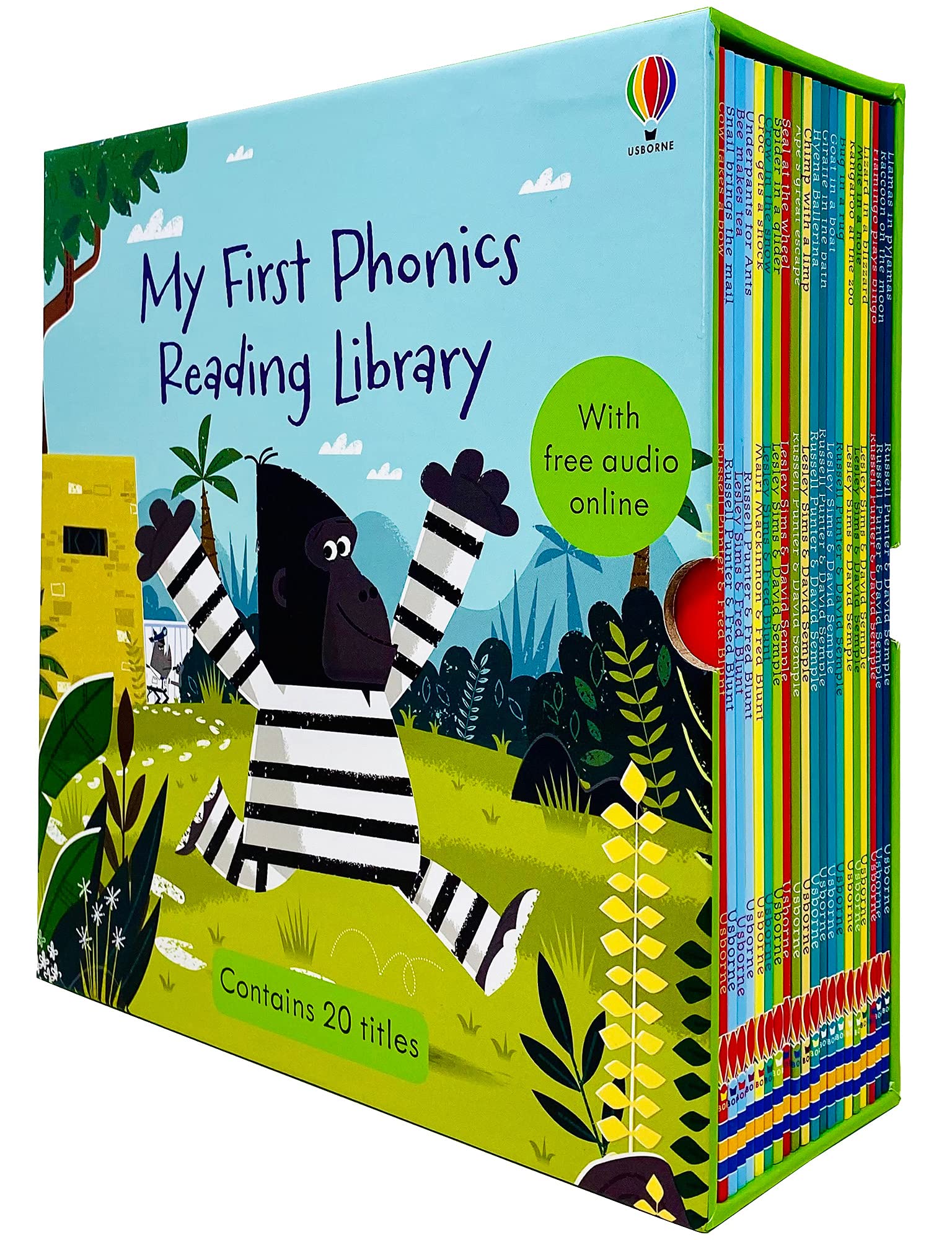 Usborne Phonics Readers 20 Books Collection Box Set front cover, Ages 3-7 paperback phonics readers