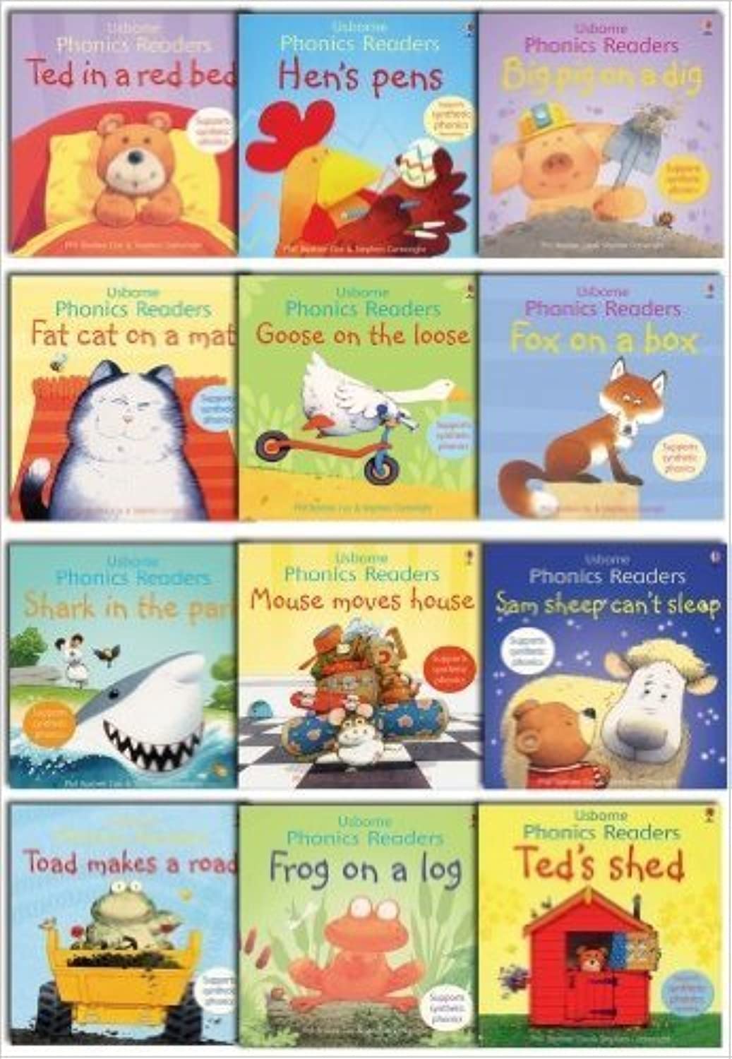 Usborne Phonics Readers box set, back cover showing series description and age range