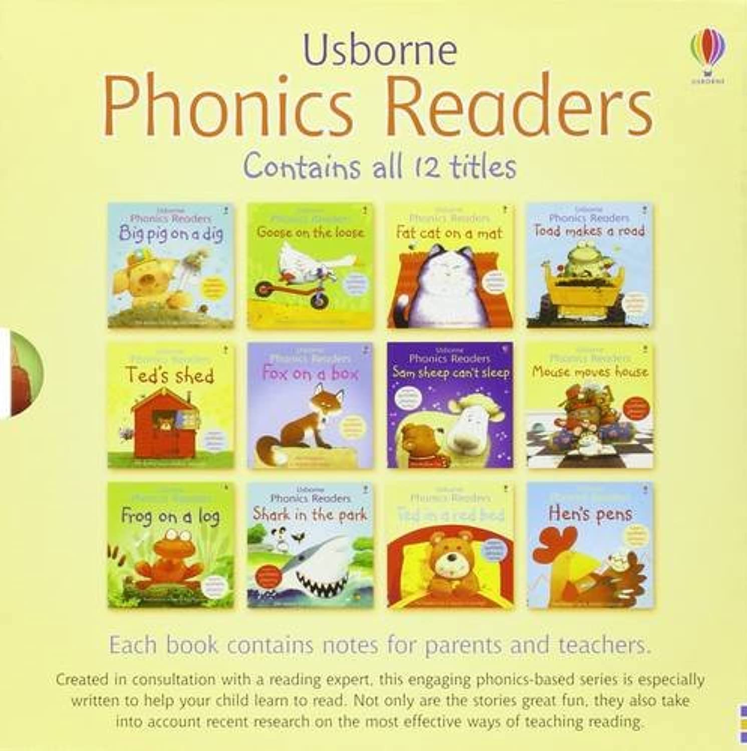 Usborne Phonics Readers 12 book box set by Phil Roxbee Cox, front cover of the boxed collection