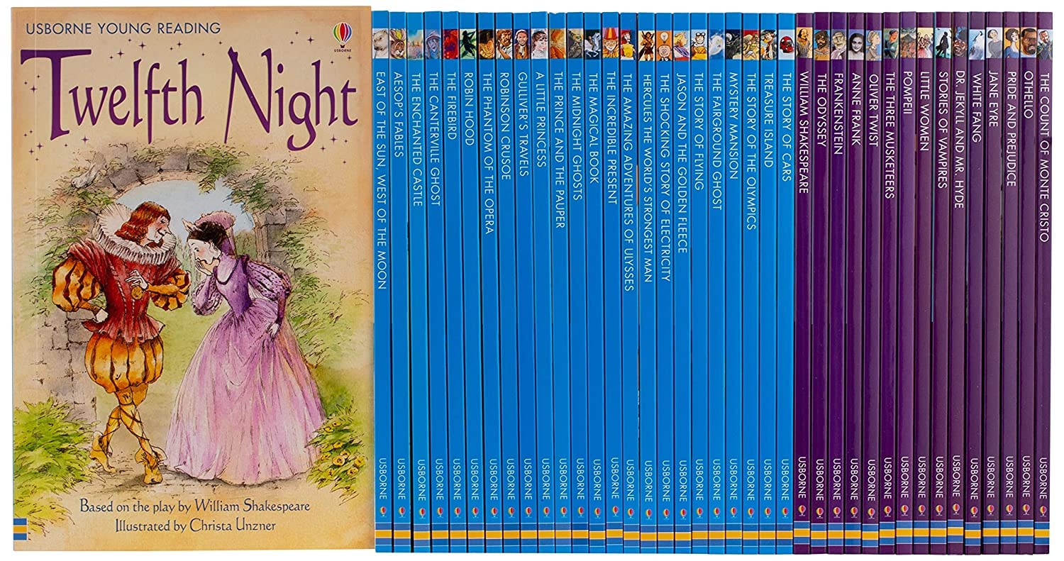 Front cover of The Usborne Reading Collection for Confident Readers 40-book paperback box set, ages 5-7