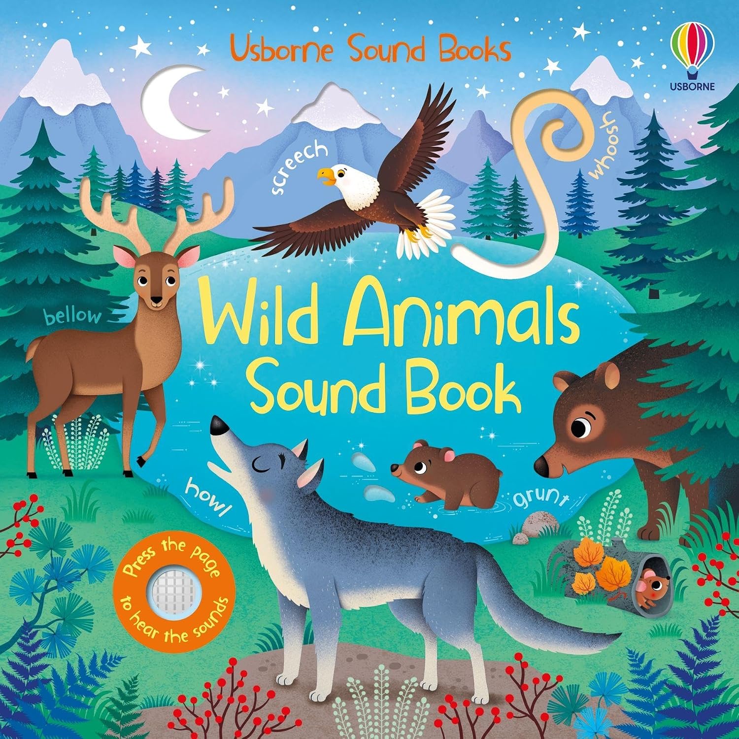 Wild Animals Sounds board book cover from the Usborne Sound Books Series 2 collection by Sam Taplin