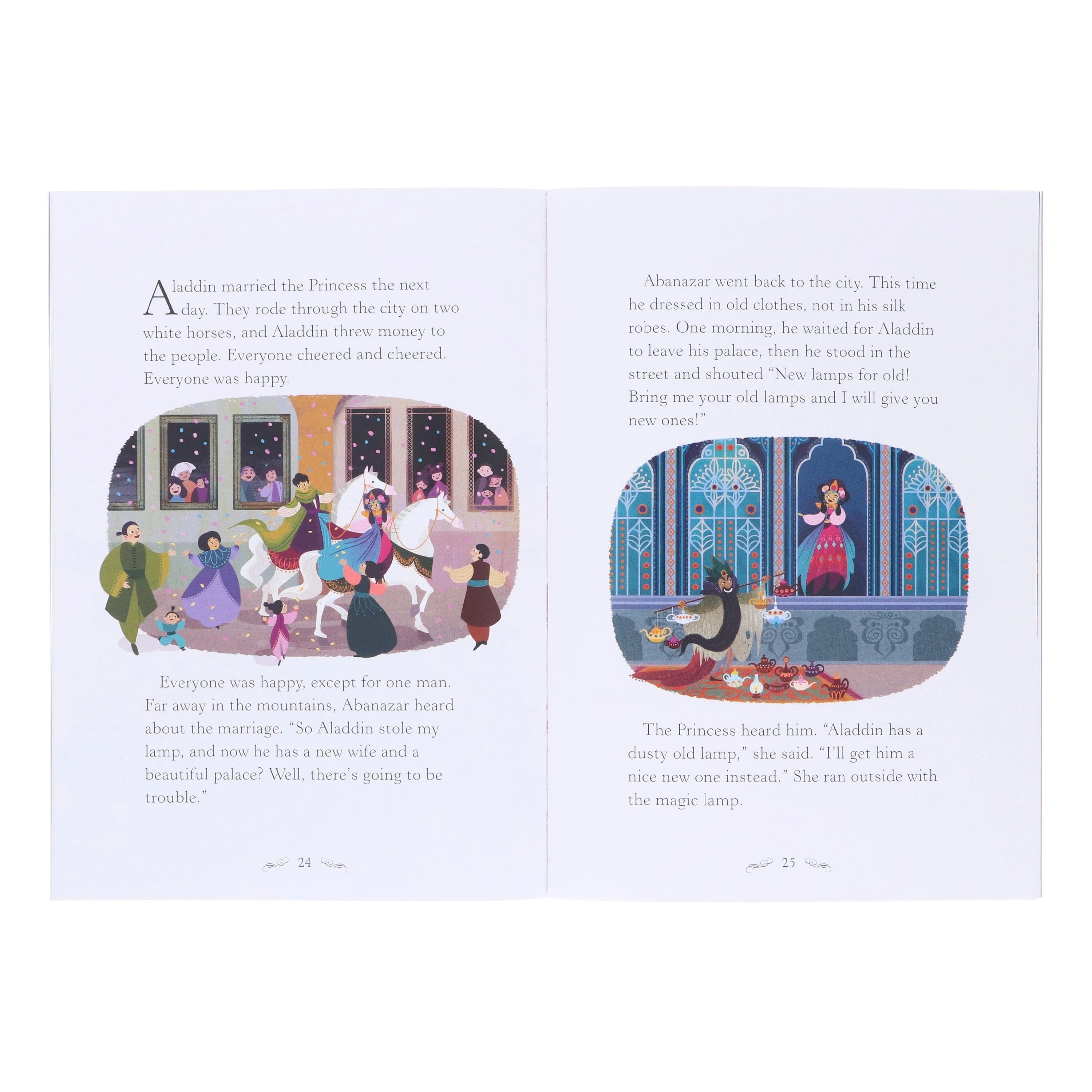 Inside page spread of an Usborne Storybook Reading Library paperback showing illustrated text