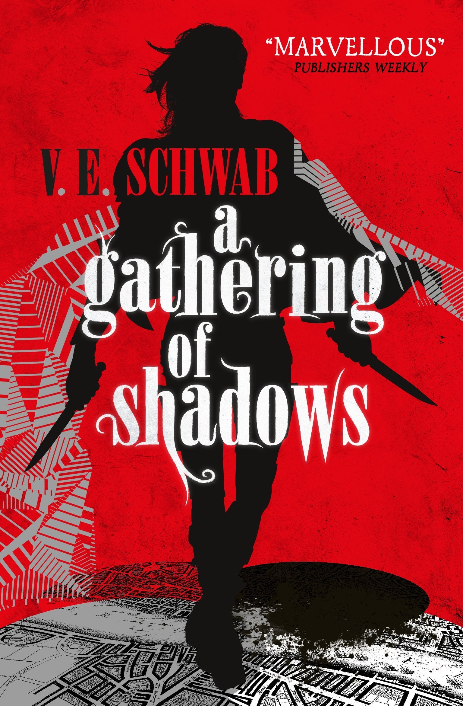 The seven paperback books of the V.E. Schwab collection stacked together on a white background, showing spine and cover details.