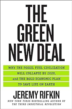 Back cover synopsis of The Green New Deal paperback by Jeremy Rifkin, part of the energy and climate nonfiction set