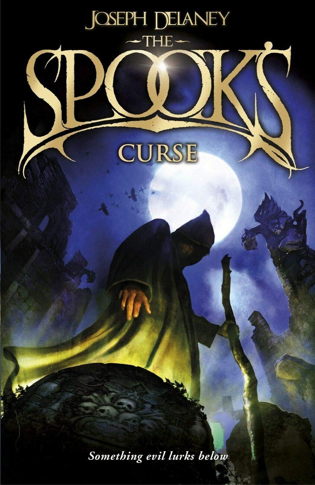 Close-up of several Wardstone Chronicles paperback book covers featuring Tom Ward and the Spook