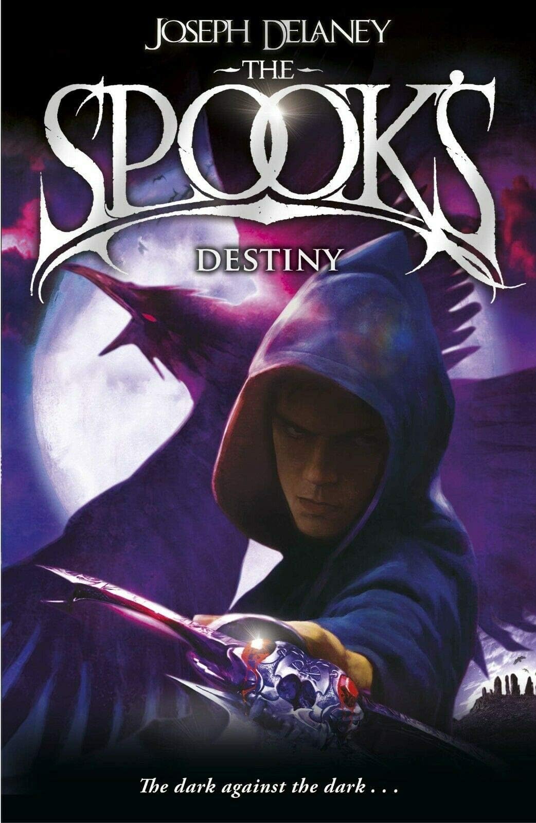 Close-up of The Spook's Destiny and Spook's I Am Grimalkin paperback covers from the Wardstone Chronicles set