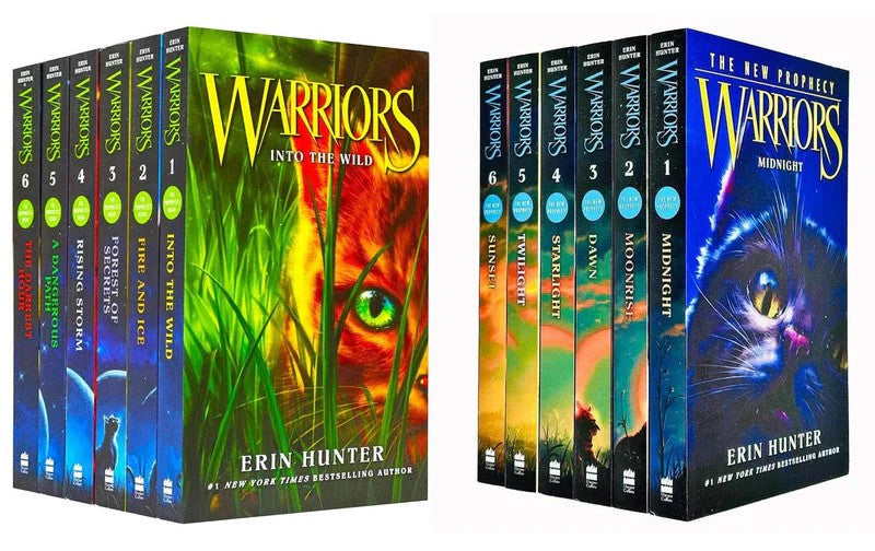 Warriors 12 book set by Erin Hunter back cover with series and title listing