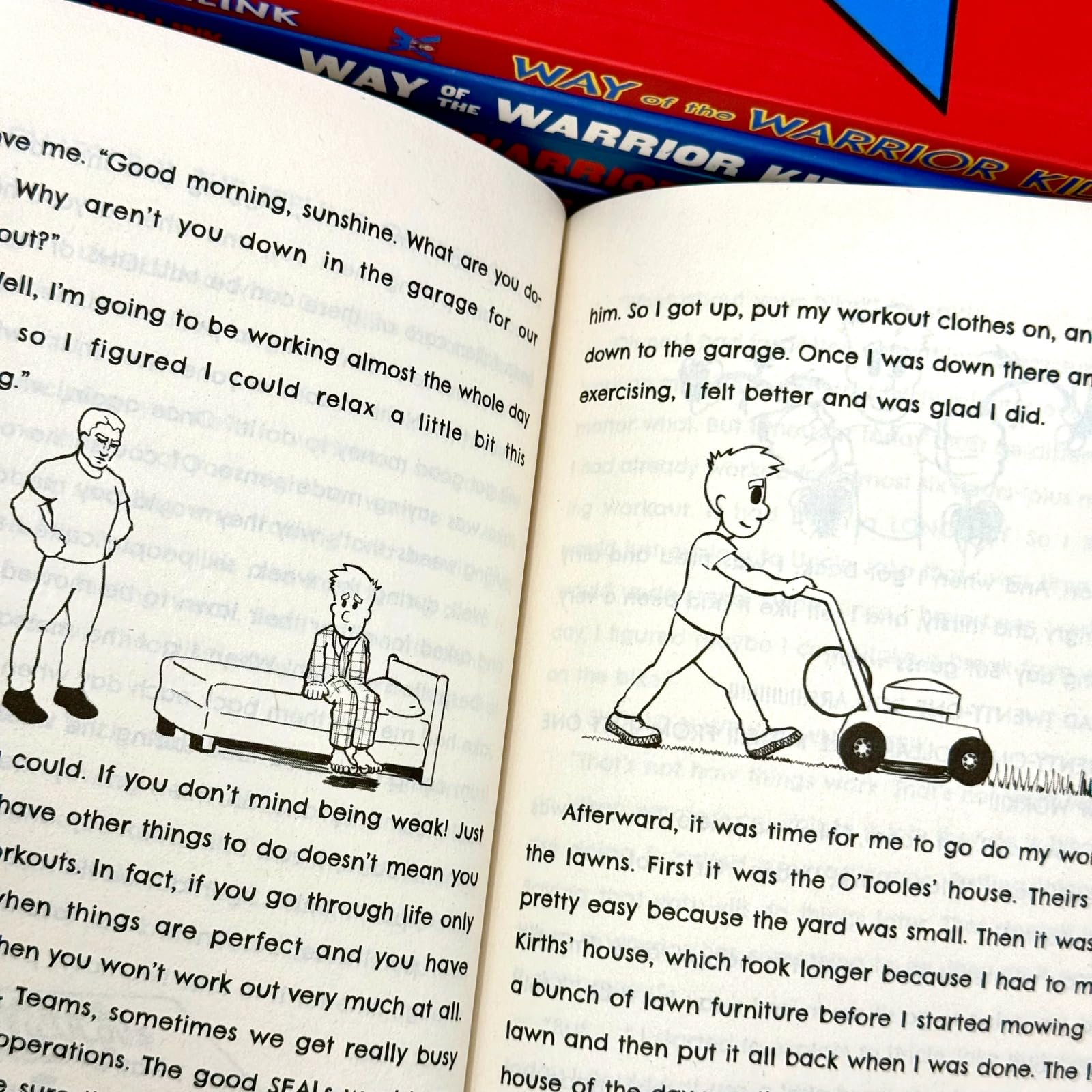 Back cover of a Way of the Warrior Kid paperback showing the book description for middle-grade readers ages 8-12