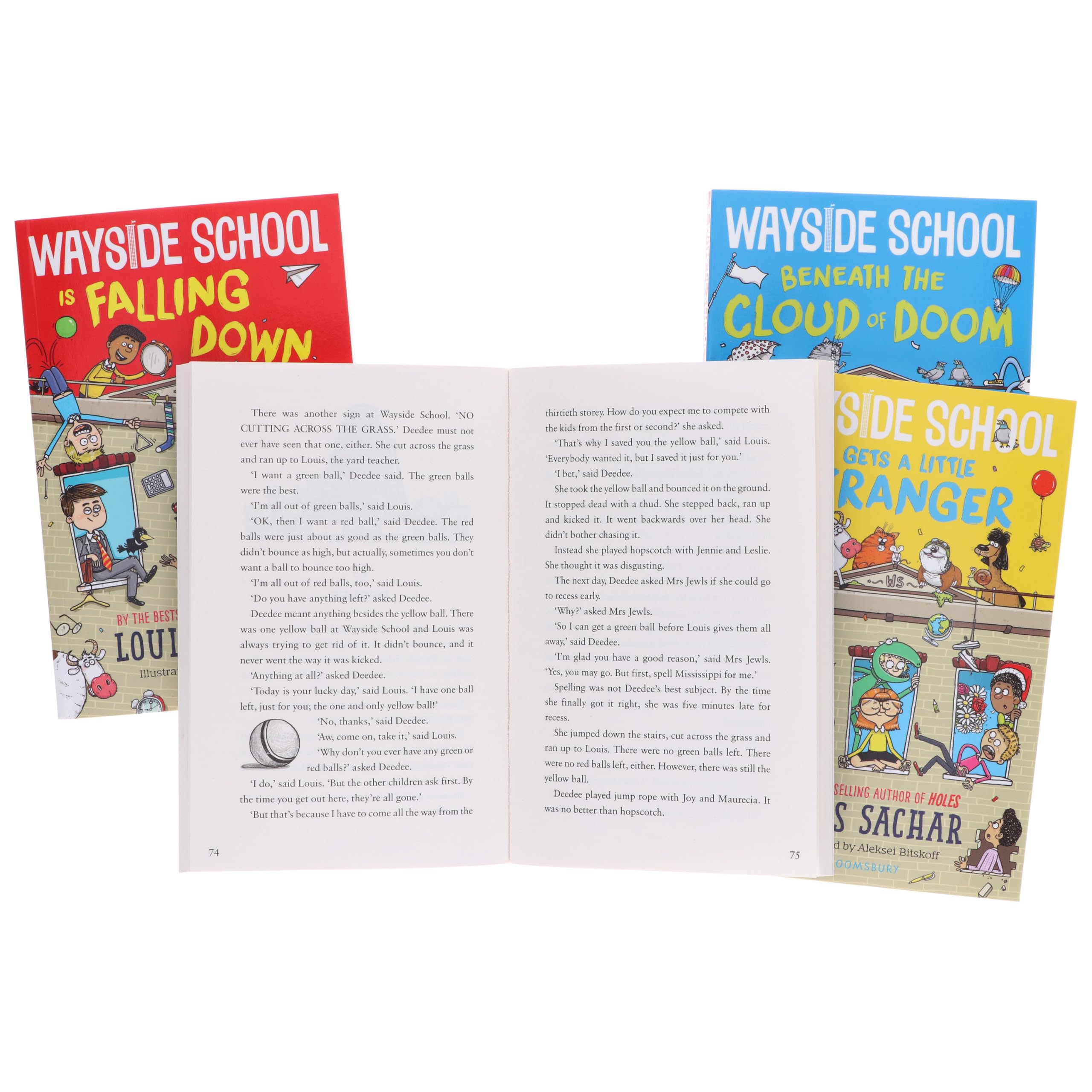 Wayside School 4 books collection set stacked together showing spines and full set