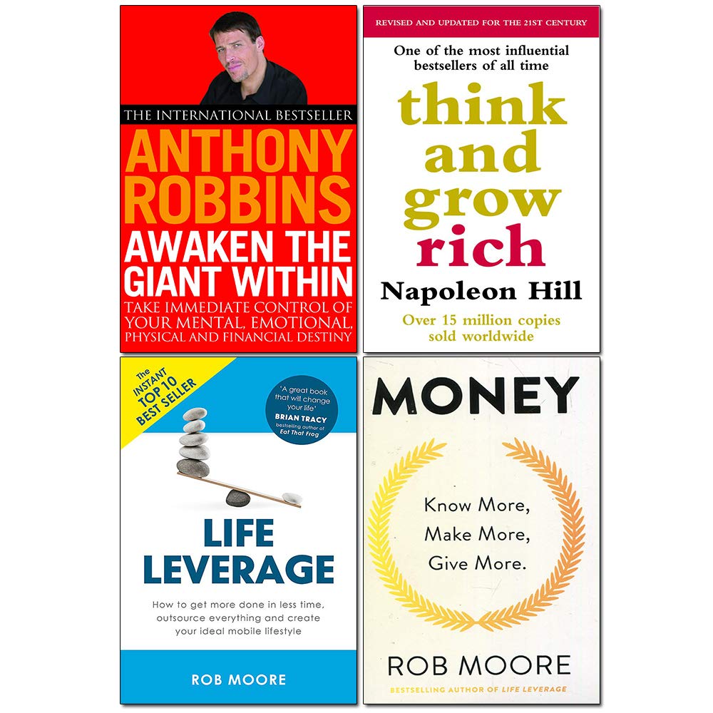 Front cover of Think And Grow Rich by Napoleon Hill, part of the Wealth Building, Personal Growth and Mindset 4 books paperback collection set