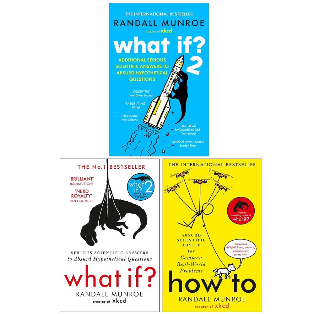 Front cover of What If? by Randall Munroe, paperback edition, part of the 3-book collection set