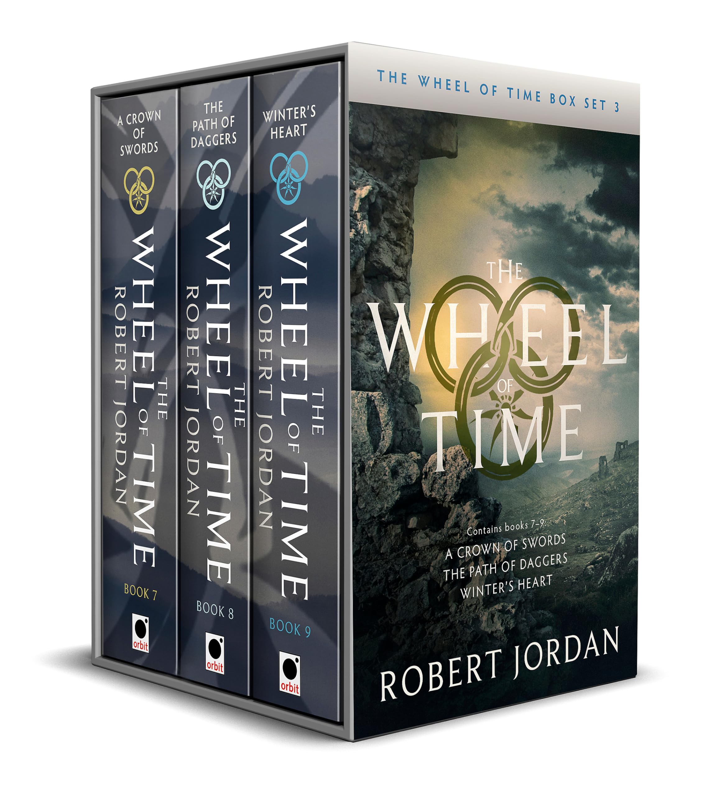 Front cover of The Wheel of Time Box Set 3 by Robert Jordan, paperback collection of A Crown of Swords, The Path of Daggers, and Winter's Heart