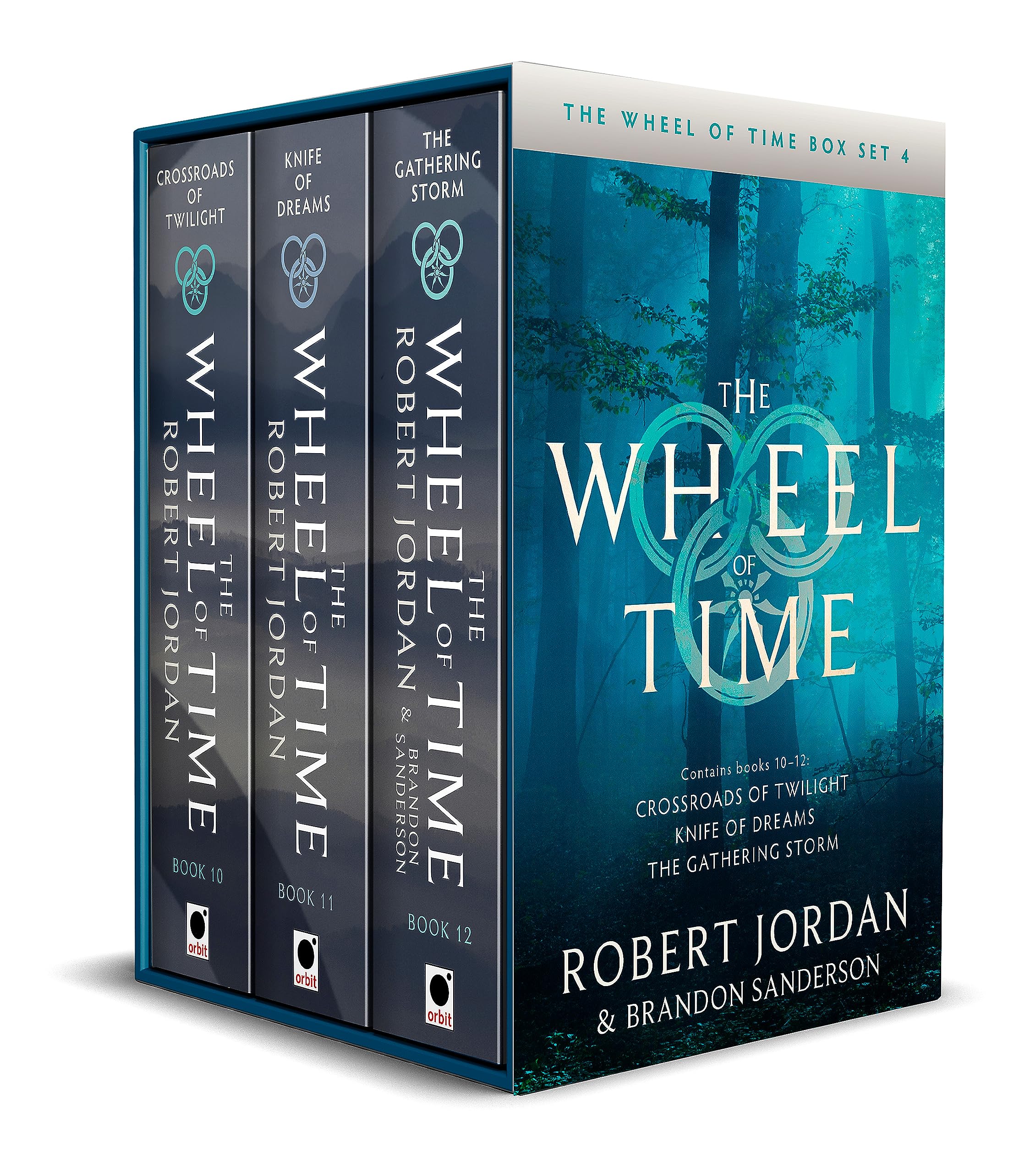 The Wheel of Time Box Set 4 by Robert Jordan - front cover of the 3-book paperback collection including Crossroads of Twilight, Knife of Dreams, and The Gathering Storm