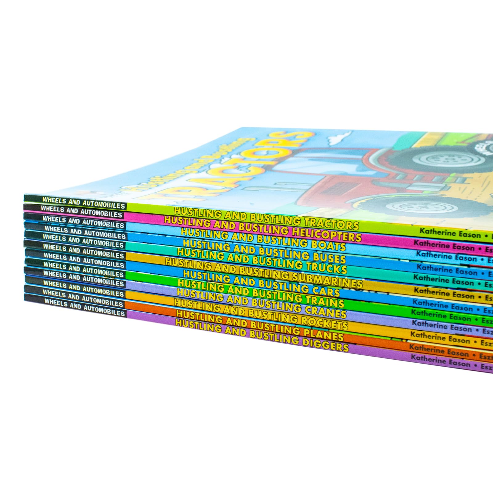 Stack of Wheels and Automobiles Collection paperbacks showing the compact size of each individual book