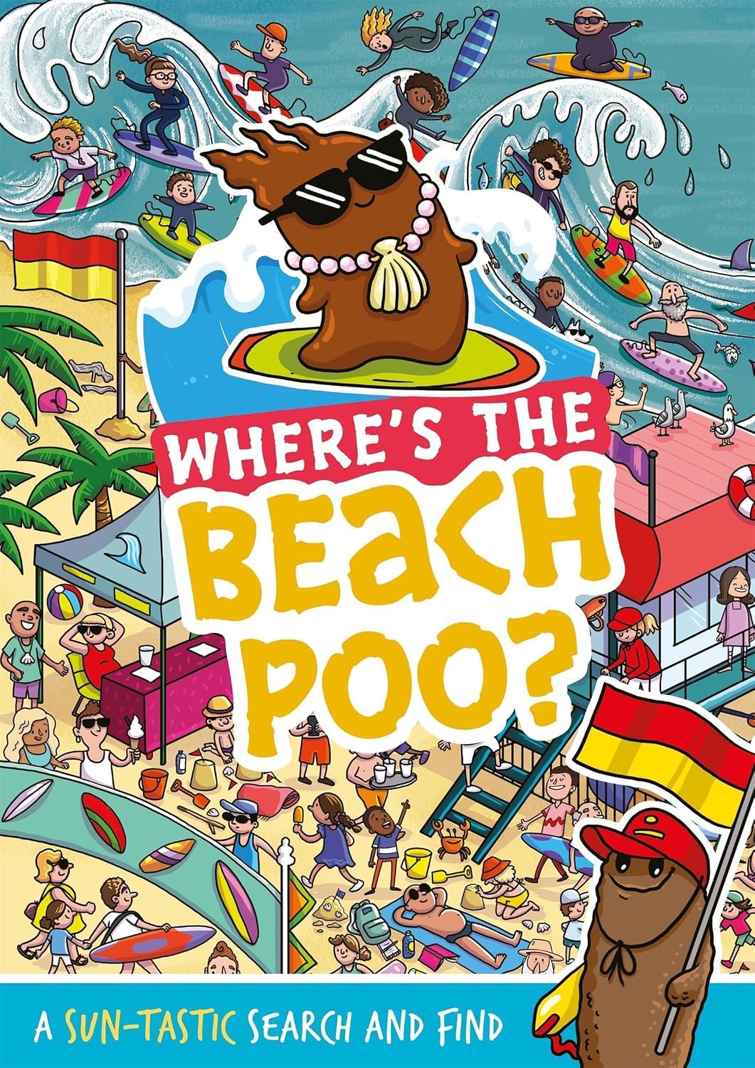 All five Where's the Poo...? search and find paperback books fanned out together showing the full collection