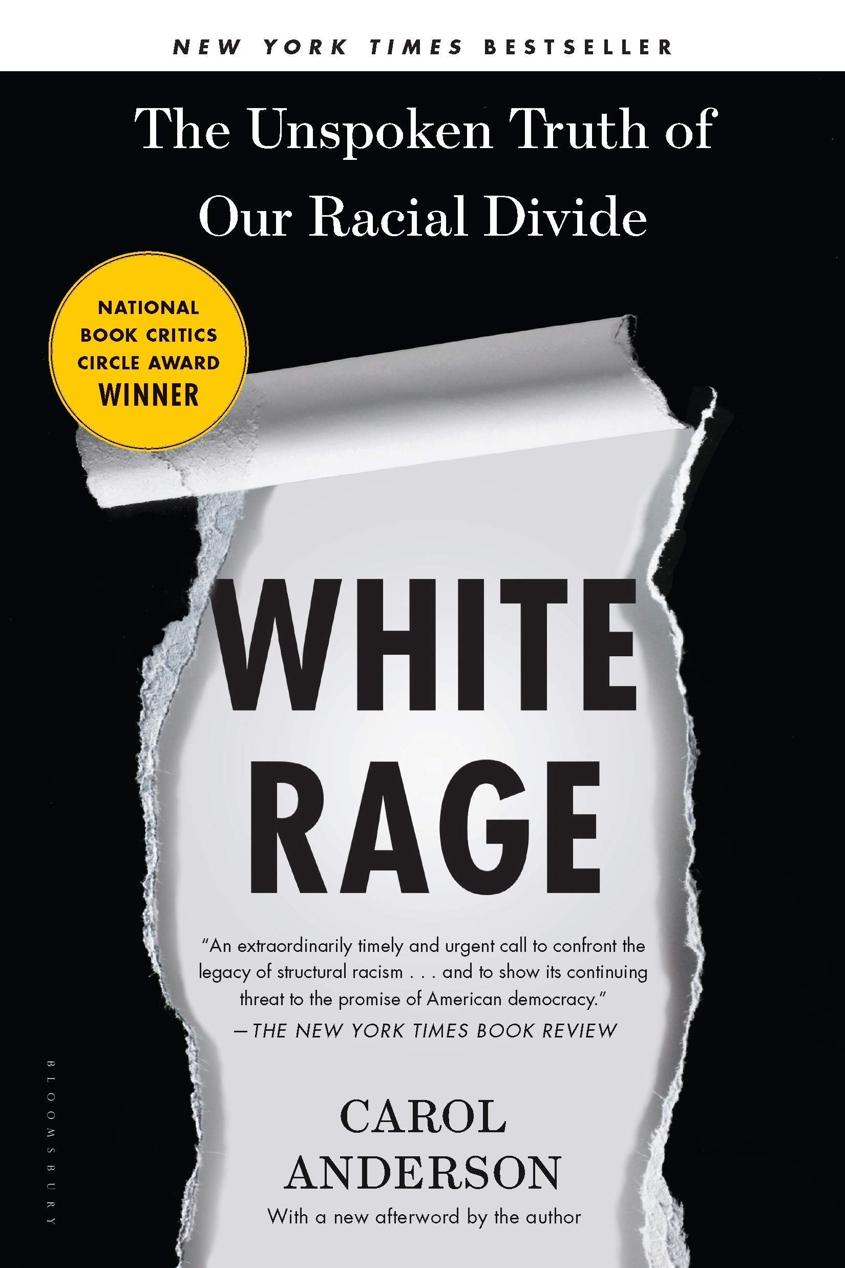 Close-up of White Rage by Carol Anderson and Black, Listed by Jeffrey Boakye paperback front covers