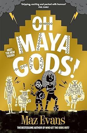 Who Let the Gods Out paperback cover showing Elliot Hooper and Virgo the zodiac goddess