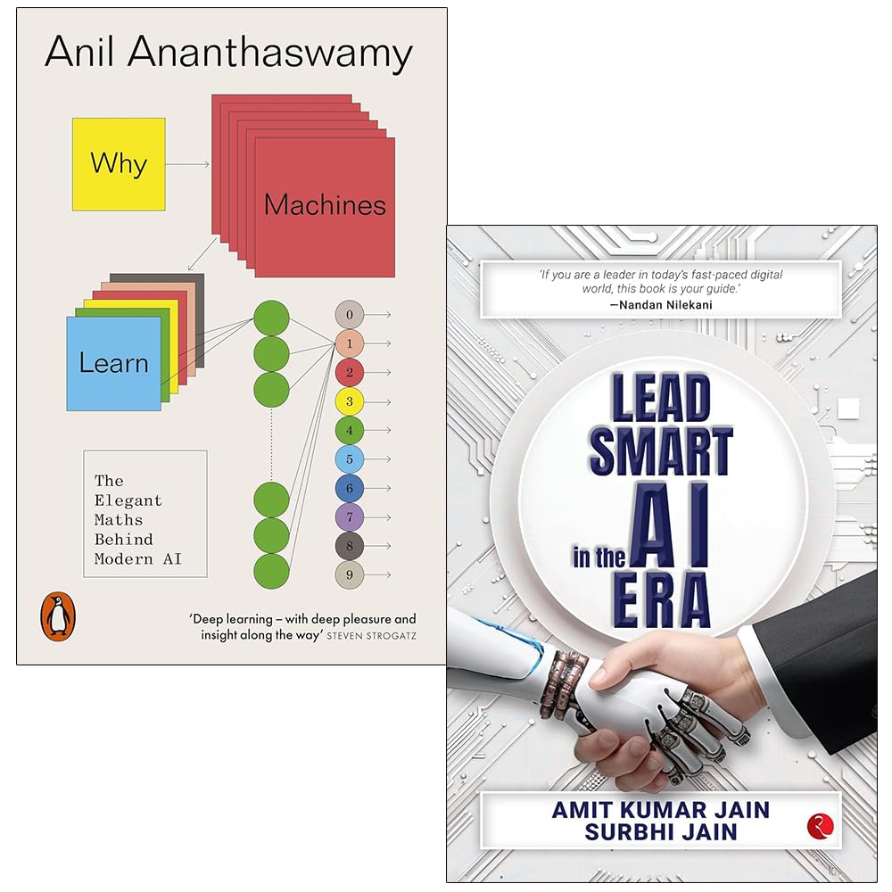 Why Machines Learn by Anil Ananthaswamy and Lead Smart in the AI Era by Amit Kumar Jain, Surbhi Jain - front covers of the 2-book paperback set