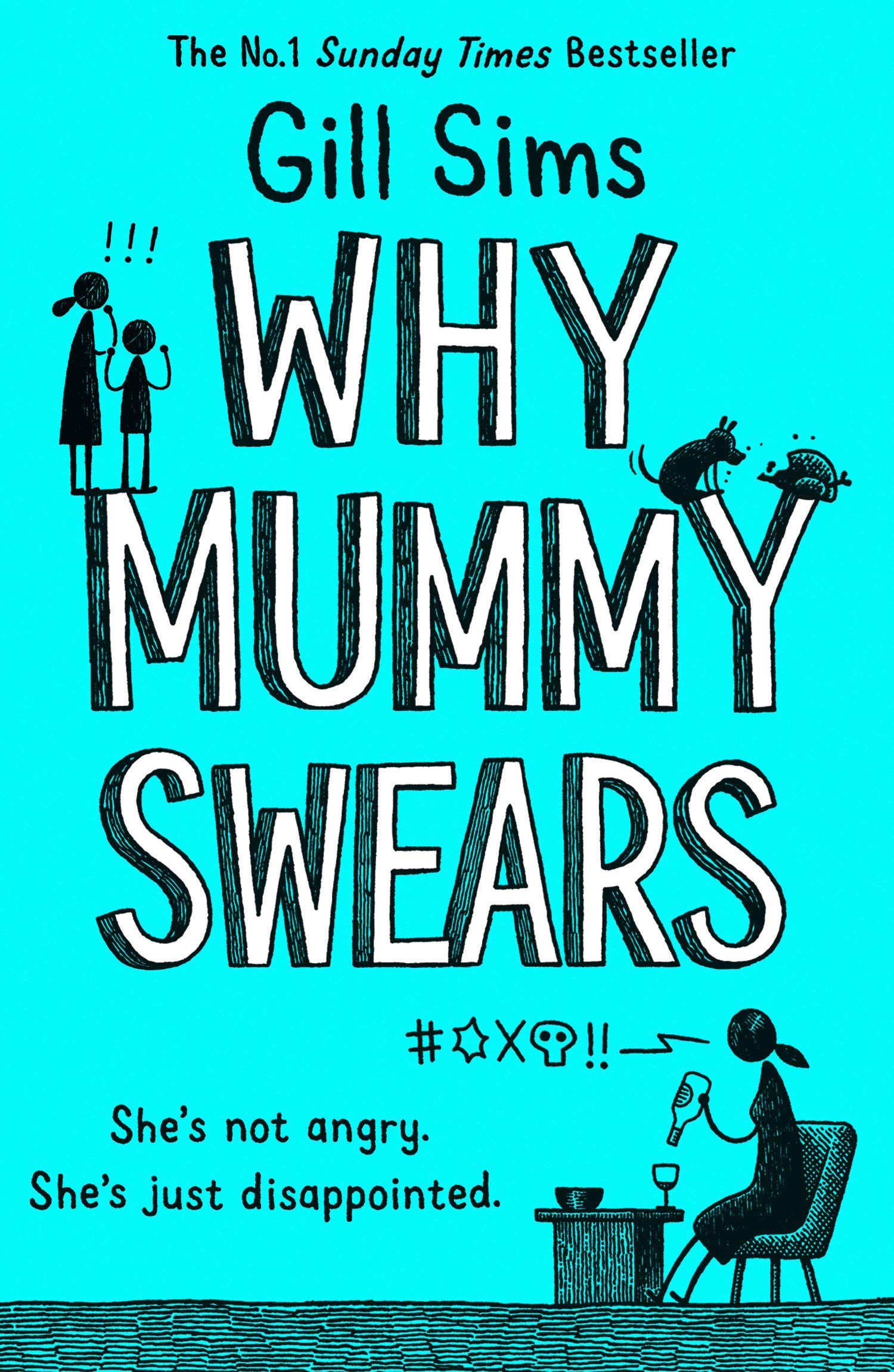 All four Why Mummy paperback books by Gill Sims fanned out together in the collection set
