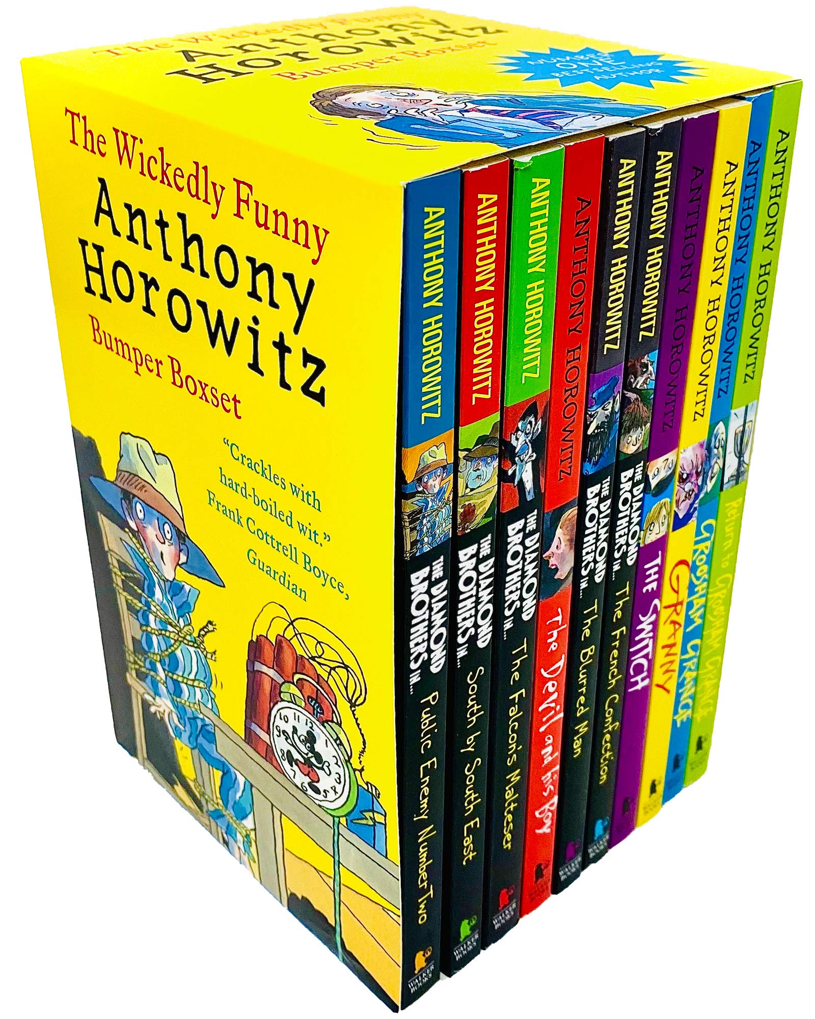 The Wickedly Funny Anthony Horowitz 10 Books Collection Set all ten paperback covers fanned out, including Groosham Grange and Diamond Brothers titles