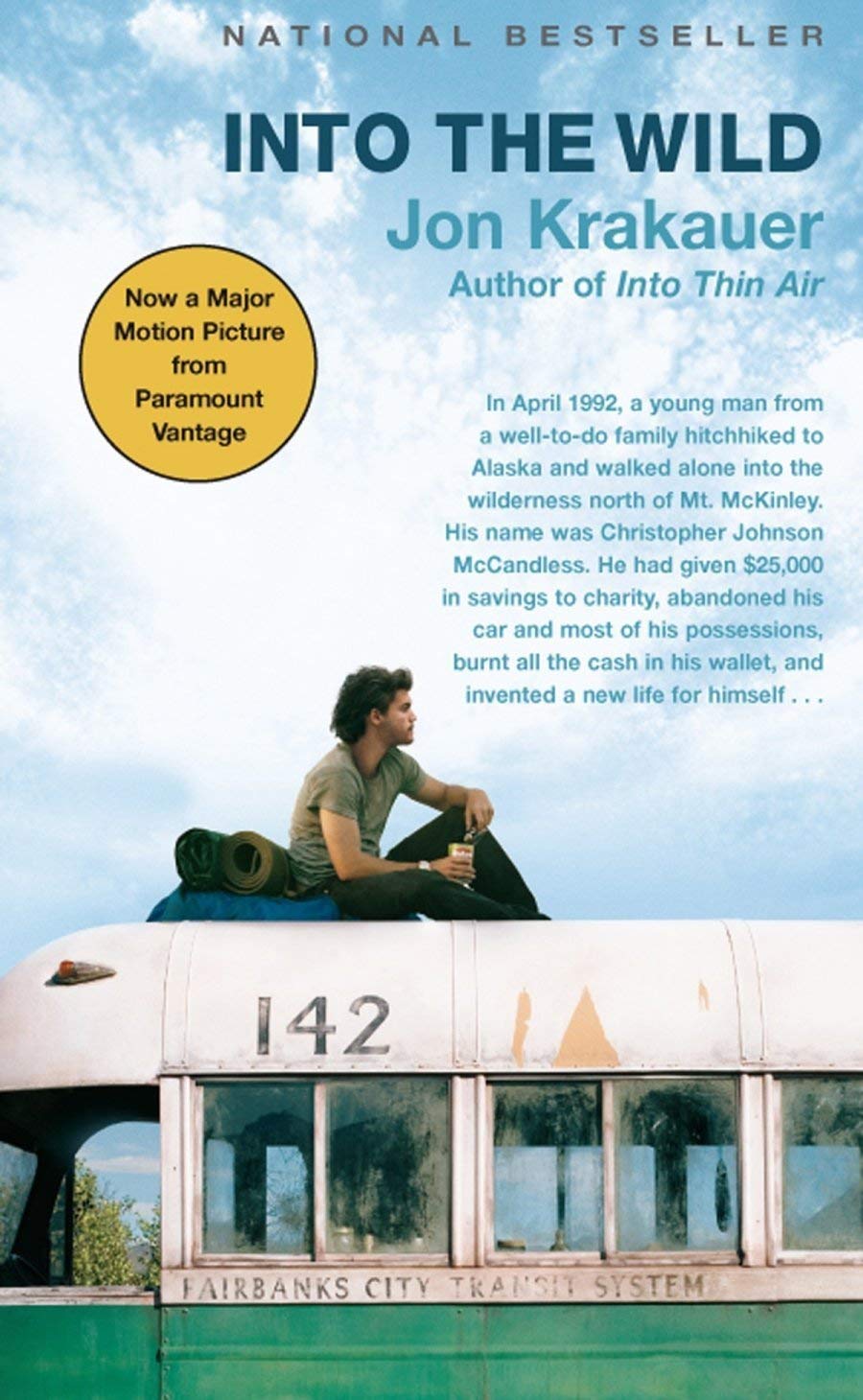 Into the Wild and Into Thin Air paperback covers by Jon Krakauer shown together