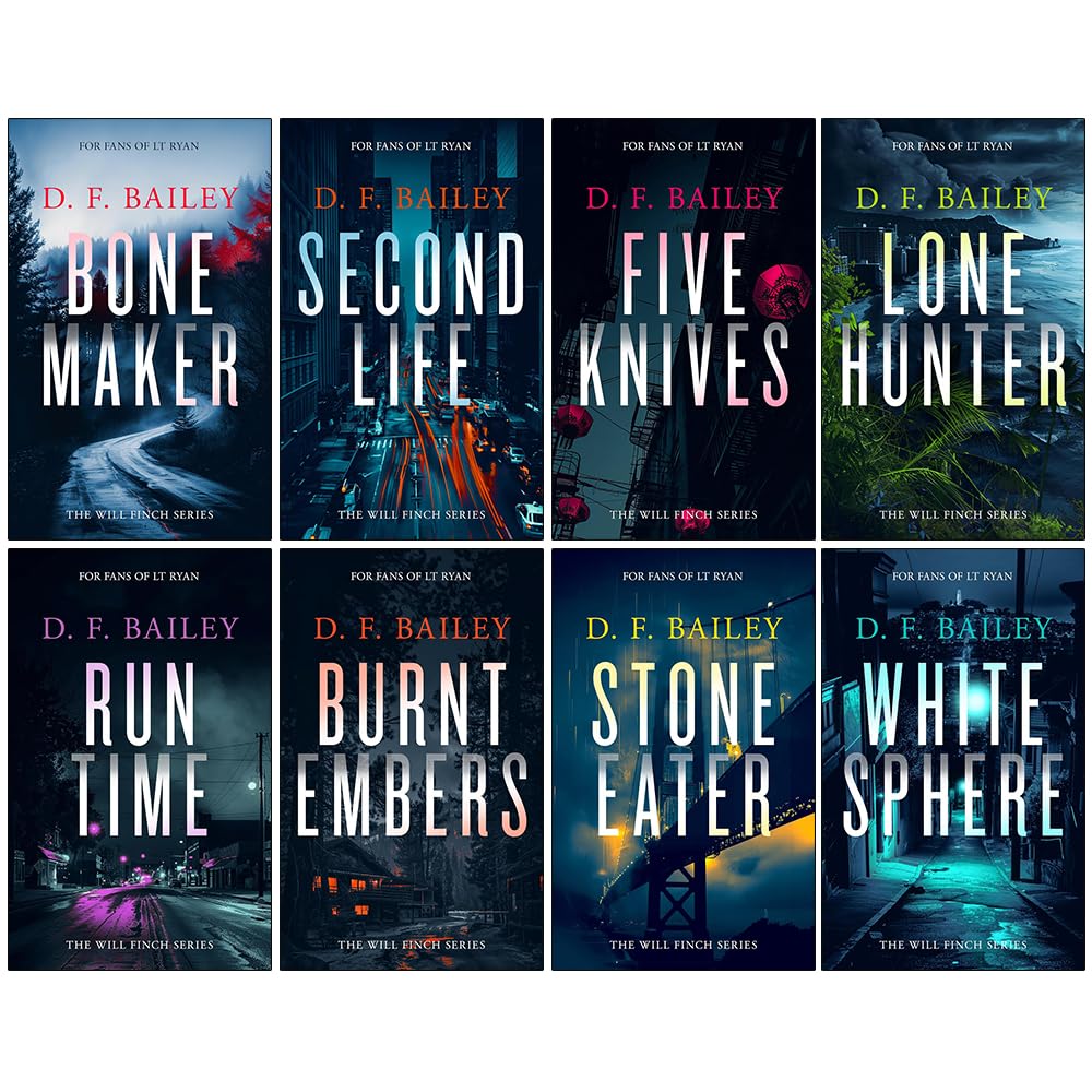 Bone Maker and Burnt Embers paperback novels by D.F. Bailey from the Will Finch Mystery Thriller Series