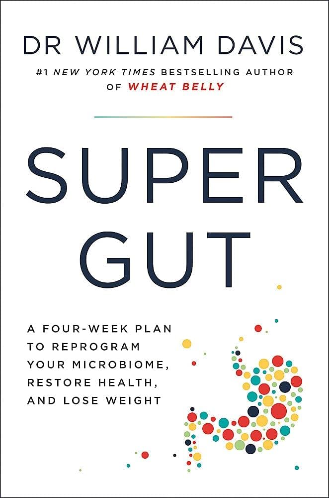 Close-up of the Wheat Belly paperback cover by William Davis M.D. from the 2 book gut health set