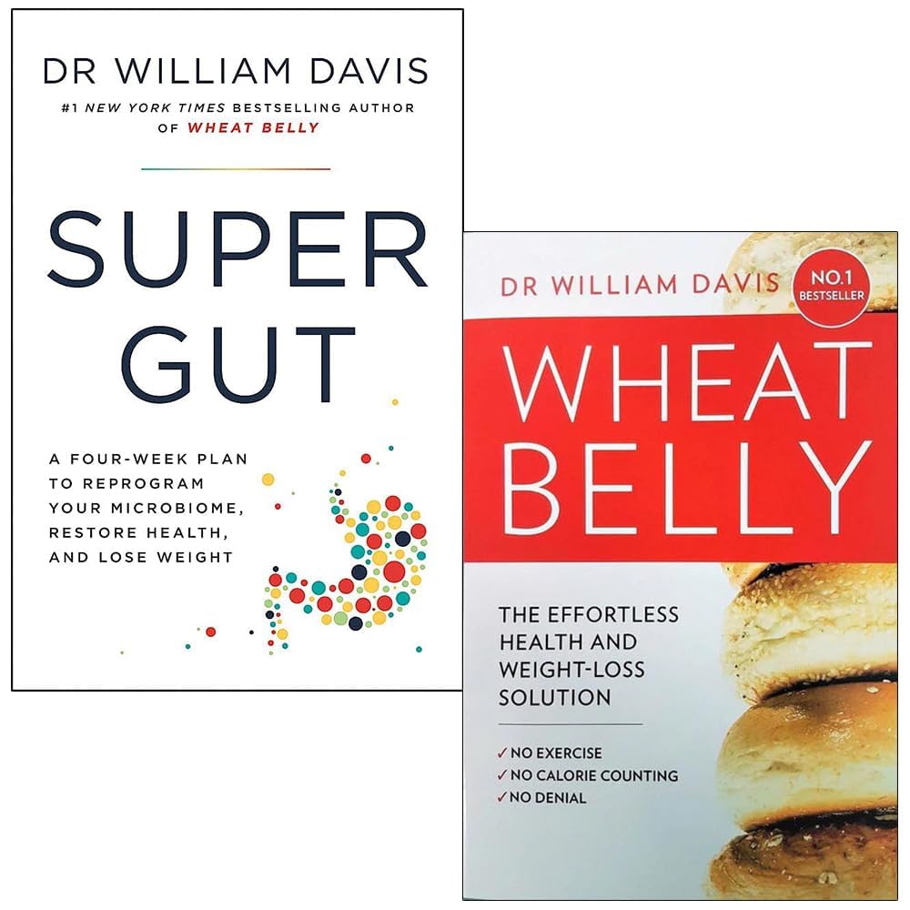 William Davis M.D. 2 Books Collection Set featuring Wheat Belly and Super Gut paperback front covers
