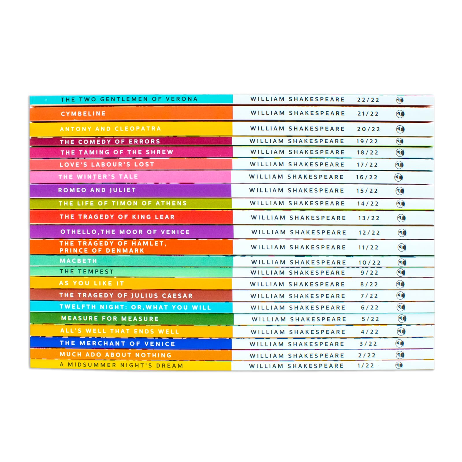 Additional paperback covers from the William Shakespeare Complete Collection 22 Books Set displayed together