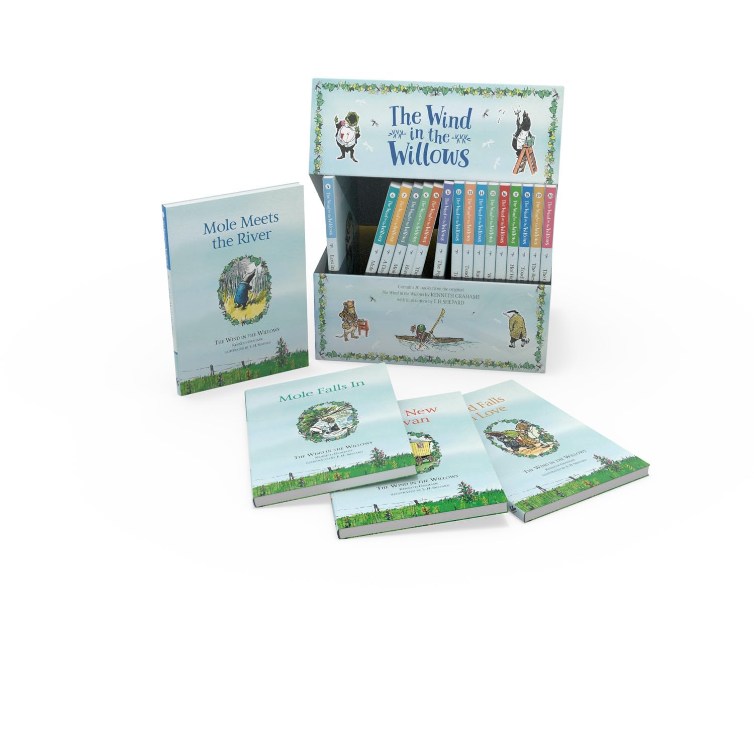 Back of The Wind in the Willows hardback box set showing collection details and age range