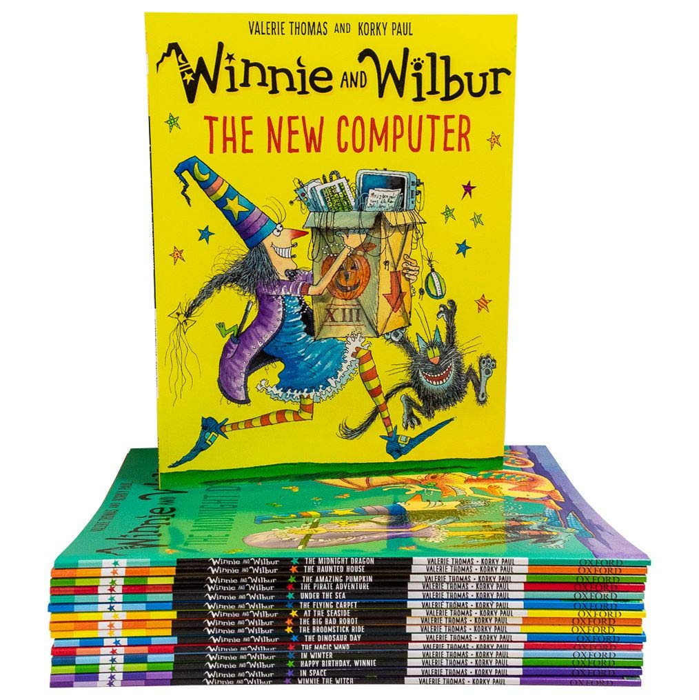 Winnie and Wilbur 16 Books Collection Set by Valerie Thomas - front cover of the paperback box set showing Winnie the Witch and Wilbur
