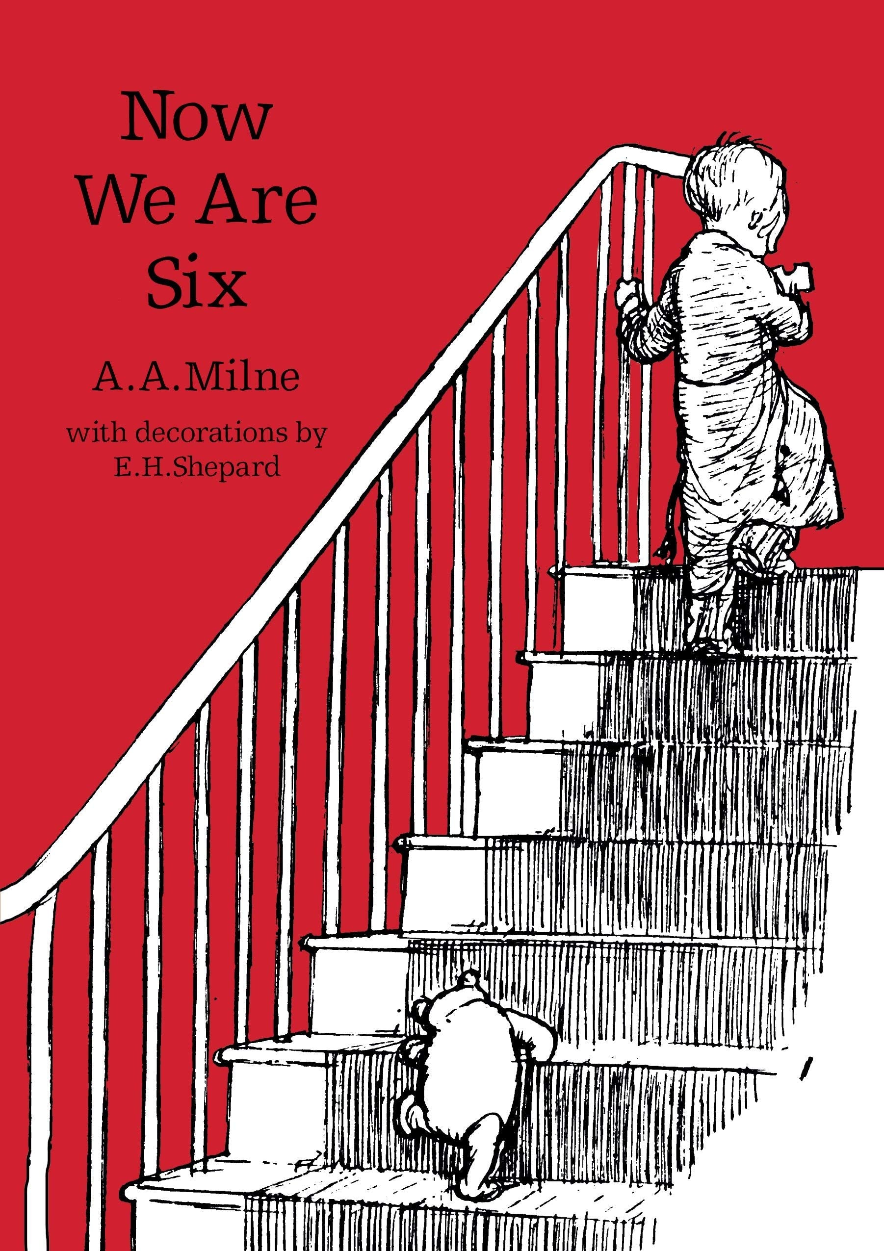 Stacked view of the Winnie-the-Pooh 6-book paperback set highlighting spine colors and titles.
