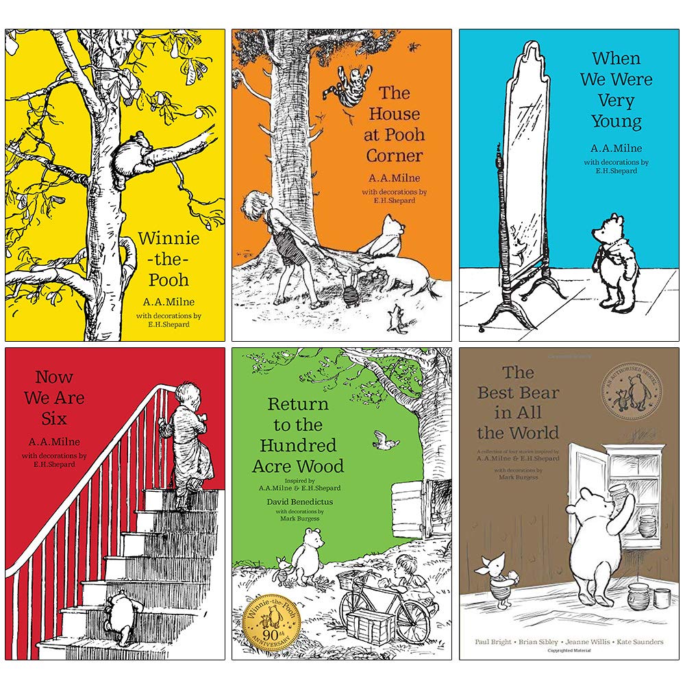 Front cover of the Winnie-the-Pooh 6 Books Collection Set box, paperback, ages 3-8.