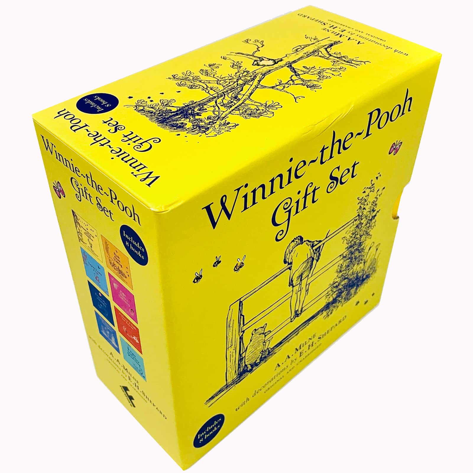 Full Winnie-the-Pooh 8 book hardcover set fanned out showing individual storybook covers