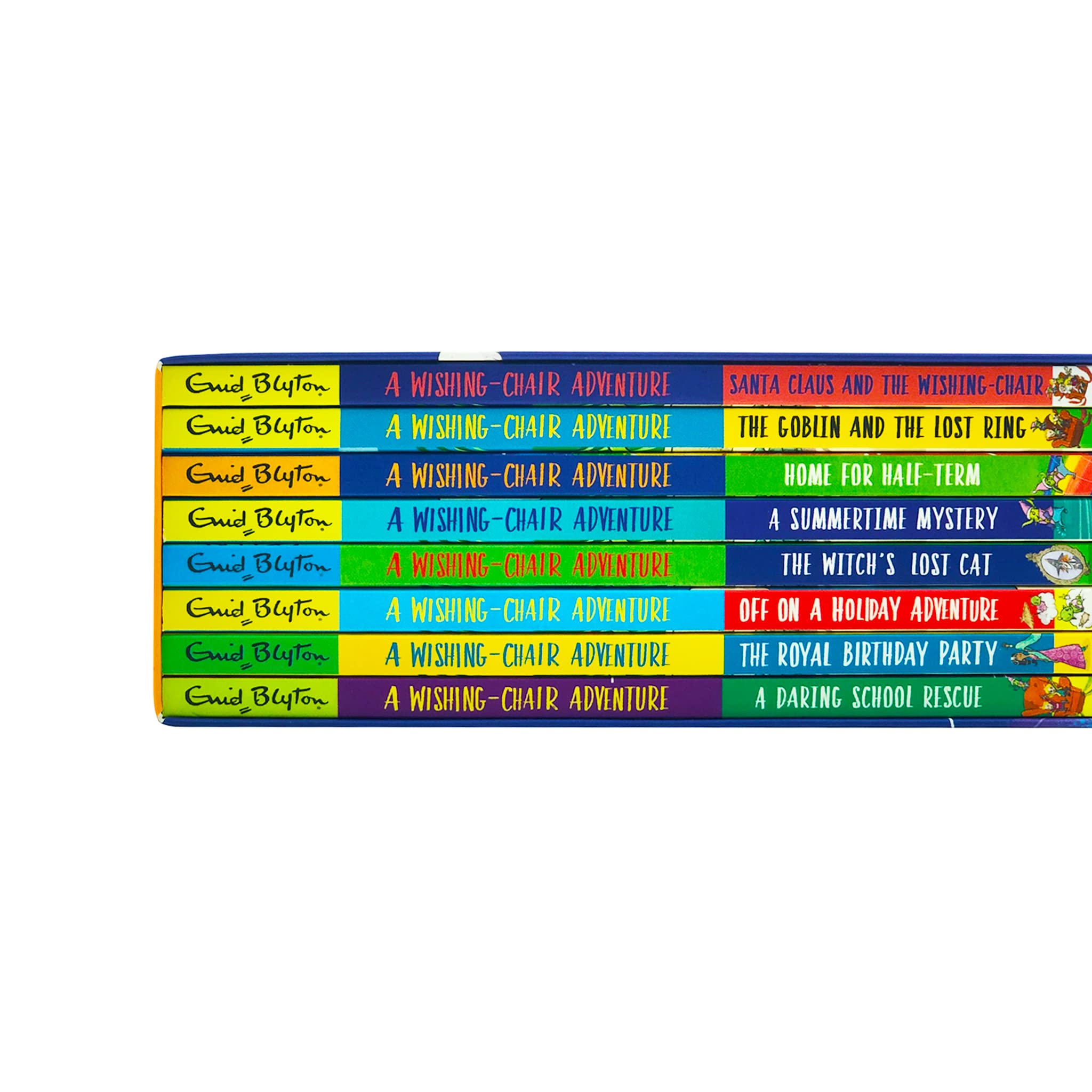 All 8 Wishing-Chair paperback titles by Enid Blyton fanned out showing individual covers