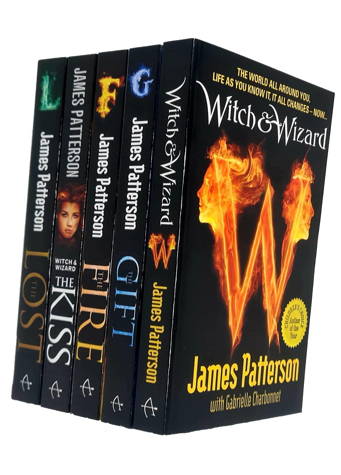 Witch & Wizard 5-book paperback set fanned out to show all five spines and titles