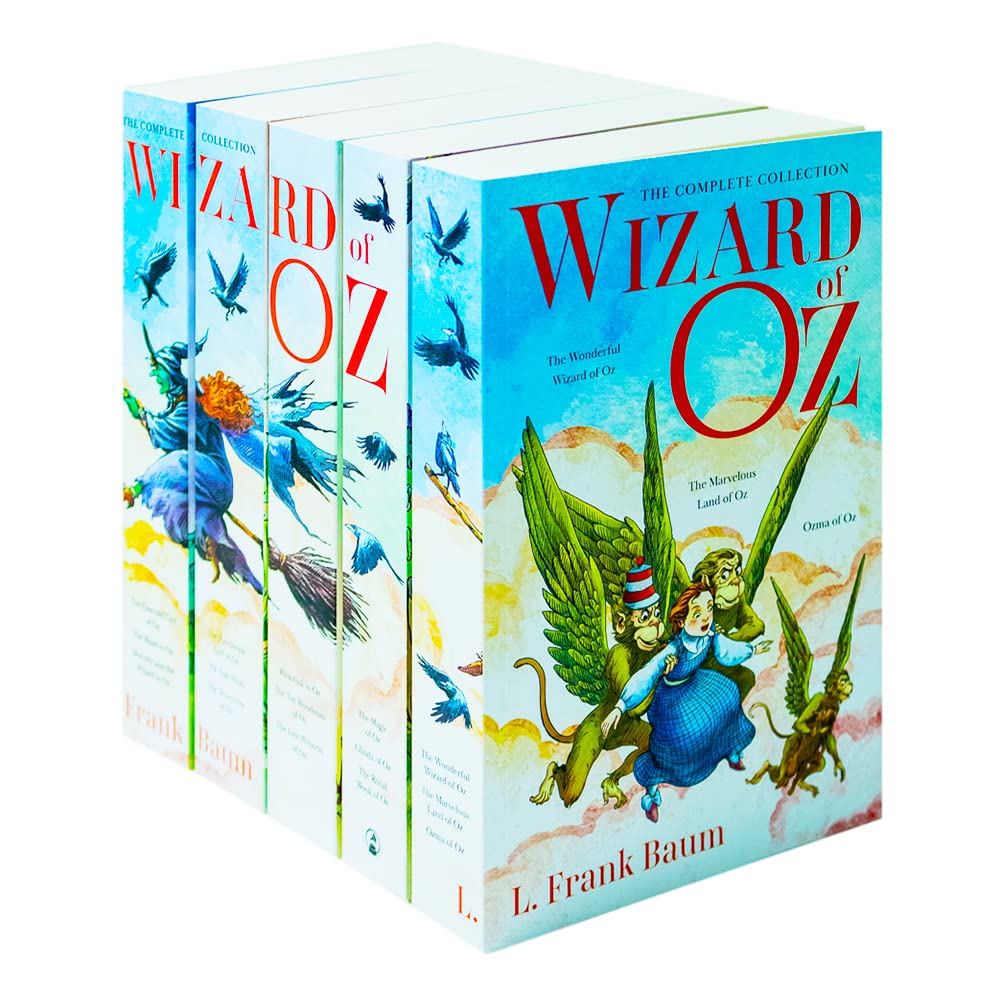 Wizard of Oz 15 Books Collection Box Set - close-up of the 5 paperback 3-in-1 volumes fanned out