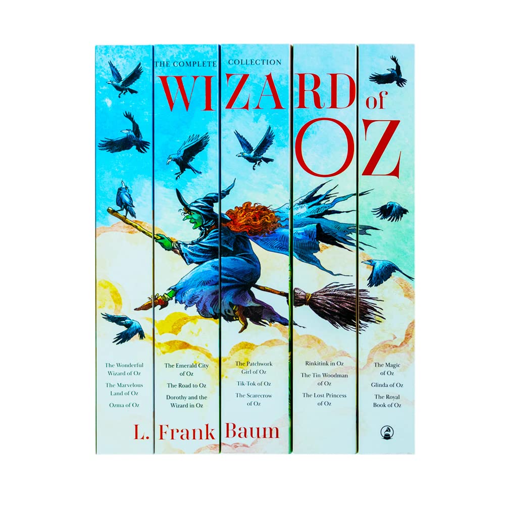 Wizard of Oz book set - back cover artwork featuring Dorothy, the Scarecrow, and Tin Woodman