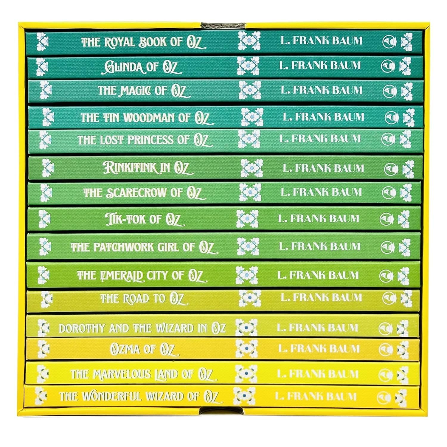 Full 15-book Wizard of Oz hardcover collection by L. Frank Baum arranged and fanned out