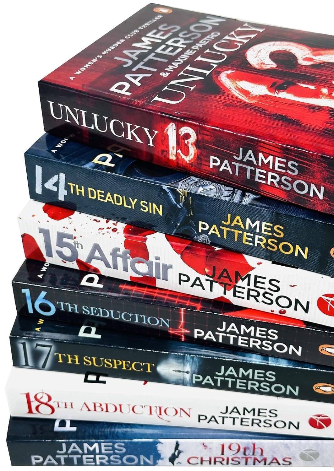 Close-up of the Women's Murder Club crime thriller paperback set by James Patterson, showing cover art detail