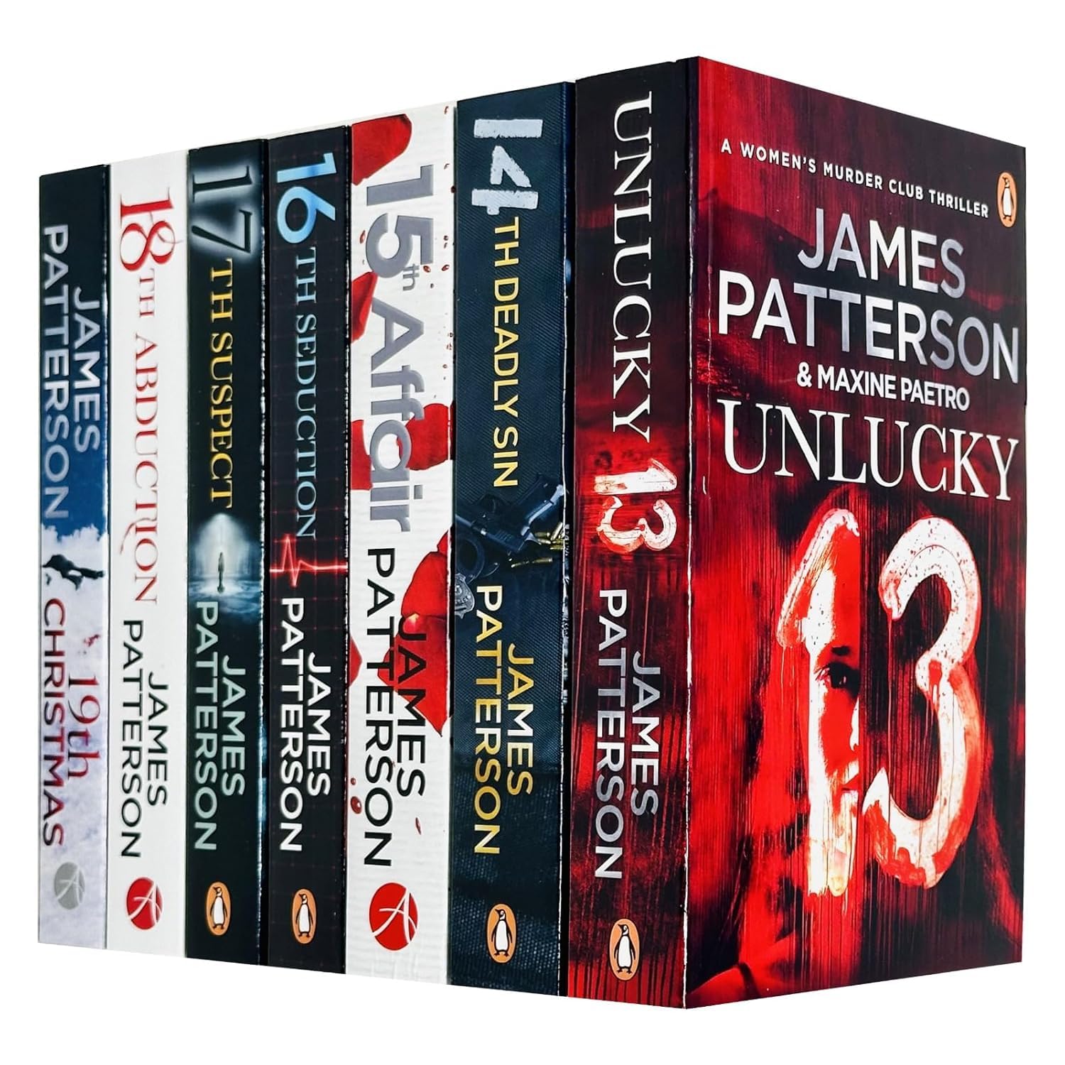 Women's Murder Club 7 book paperback collection set by James Patterson and Maxine Paetro, front covers stacked together