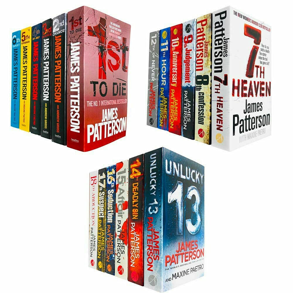Women's Murder Club 18 Books Collection Set - full set of 18 paperback titles fanned out showing spines and covers