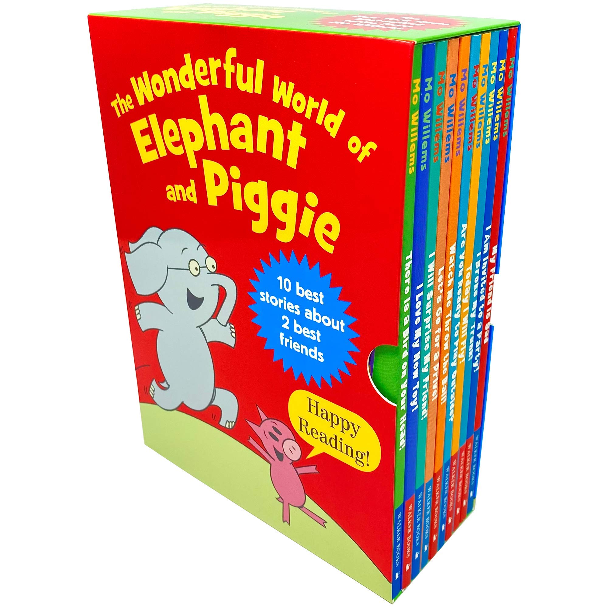 The Wonderful World of Elephant & Piggie by Mo Willems 10 books paperback box set, all ten covers fanned out